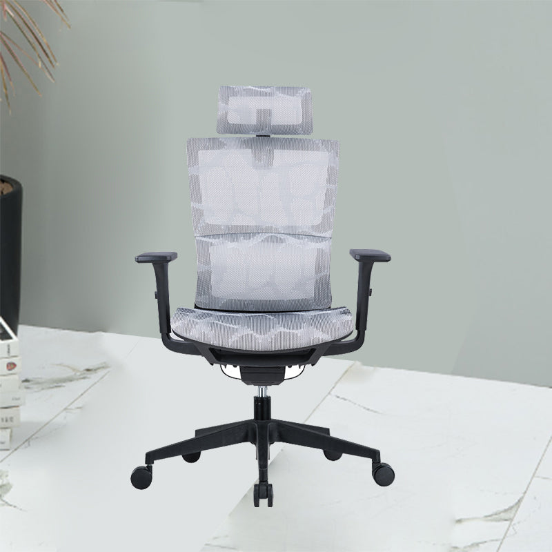 Modern Tilt Mechanism Swivel Chair Ergonomic Gray Mesh Desk Chair