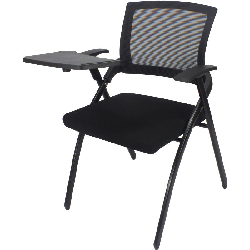 Contemporary Desk Chair Black Fixed Arms Mid Back Office Chair