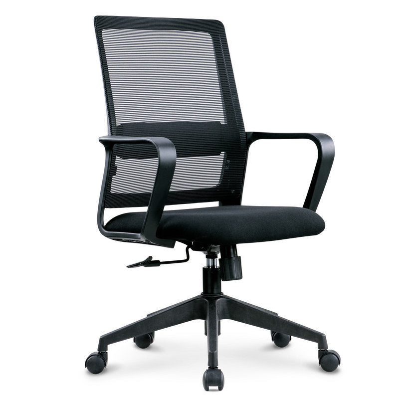 Contemporary Desk Chair Black Fixed Arms Mid Back Home Office Chair