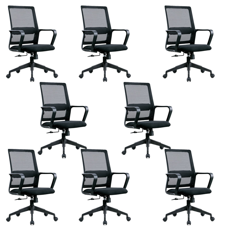 Contemporary Desk Chair Black Fixed Arms Mid Back Home Office Chair