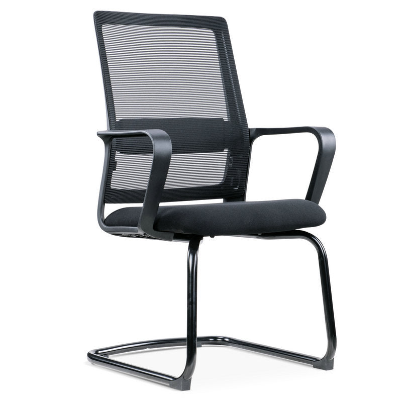 Contemporary Desk Chair Black Fixed Arms Mid Back Home Office Chair