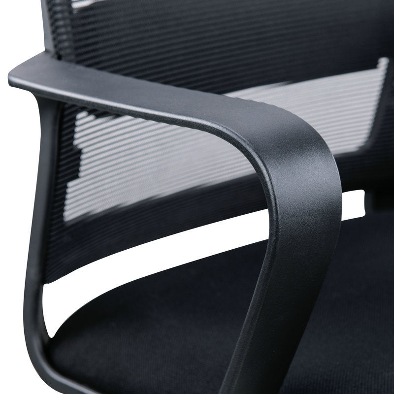 Contemporary Desk Chair Black Fixed Arms Mid Back Home Office Chair