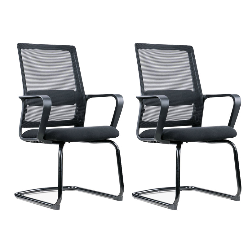 Contemporary Desk Chair Black Fixed Arms Mid Back Home Office Chair