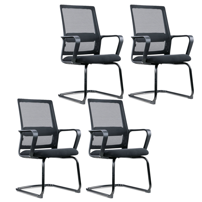 Contemporary Desk Chair Black Fixed Arms Mid Back Home Office Chair