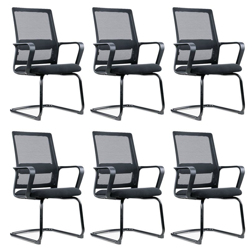 Contemporary Desk Chair Black Fixed Arms Mid Back Home Office Chair