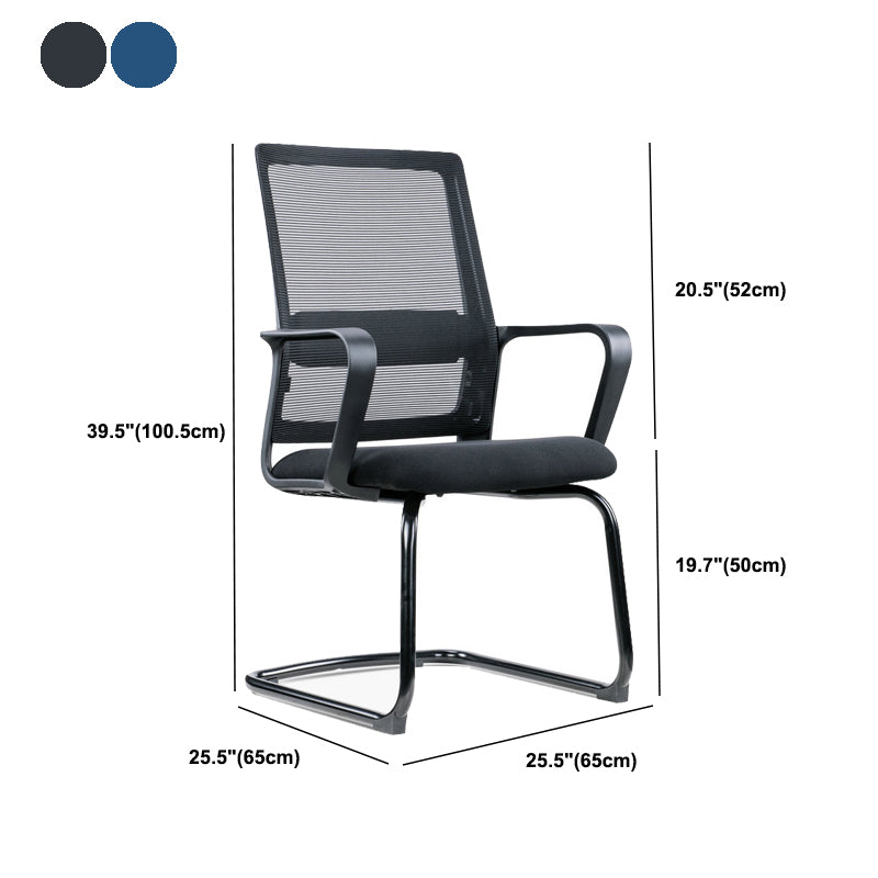 Contemporary Desk Chair Black Fixed Arms Mid Back Home Office Chair