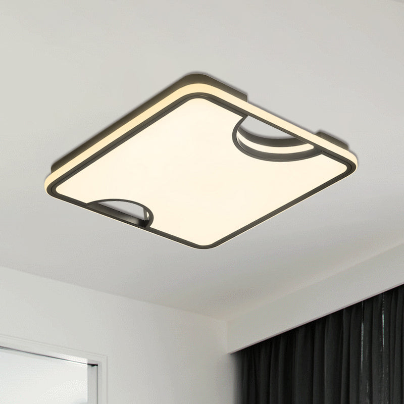 Einfache Art quadratische Deckenflush Licht Warm/Weiß Beleuchtung LED Acryl Flush Mount Lampe in Schwarz für Wohnzimmer