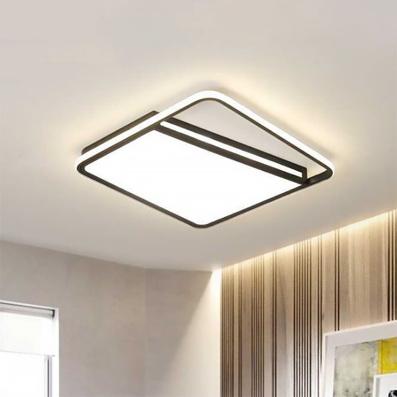 Acrilico quadrato Shade Flush Mount Luce Moderna Elegante Calda/Bianca Illuminazione LED Camera da letto Plafoniera Apparecchio in Nero