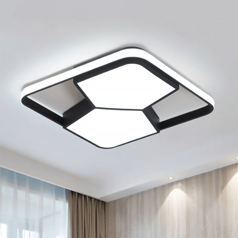 LED Geometric Ceiling Light Fixture Contemporary Black/White Acrylic Flush Mount Lamp in Warm/White Lighting for Bedroom