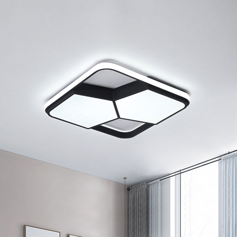 LED Geometric Ceiling Light Fixture Contemporary Black/White Acrylic Flush Mount Lamp in Warm/White Lighting for Bedroom