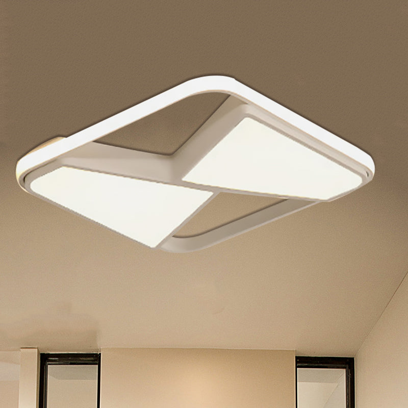 Lampada a LED quadrata montata a soffitto in stile nordico Lampada a sospensione a incasso in acrilico nero/bianco con illuminazione calda/bianca