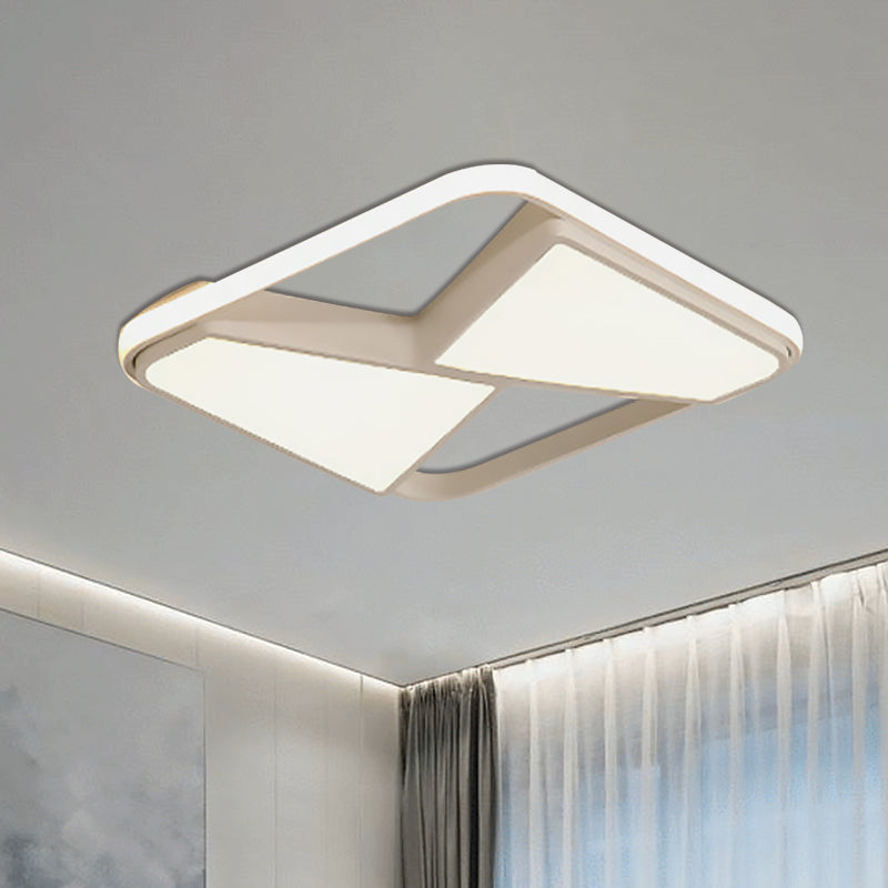 LED Squared Ceiling Mounted Light Nordic Style Black/White Acrylic Flush Pendant Light in Warm/White Lighting