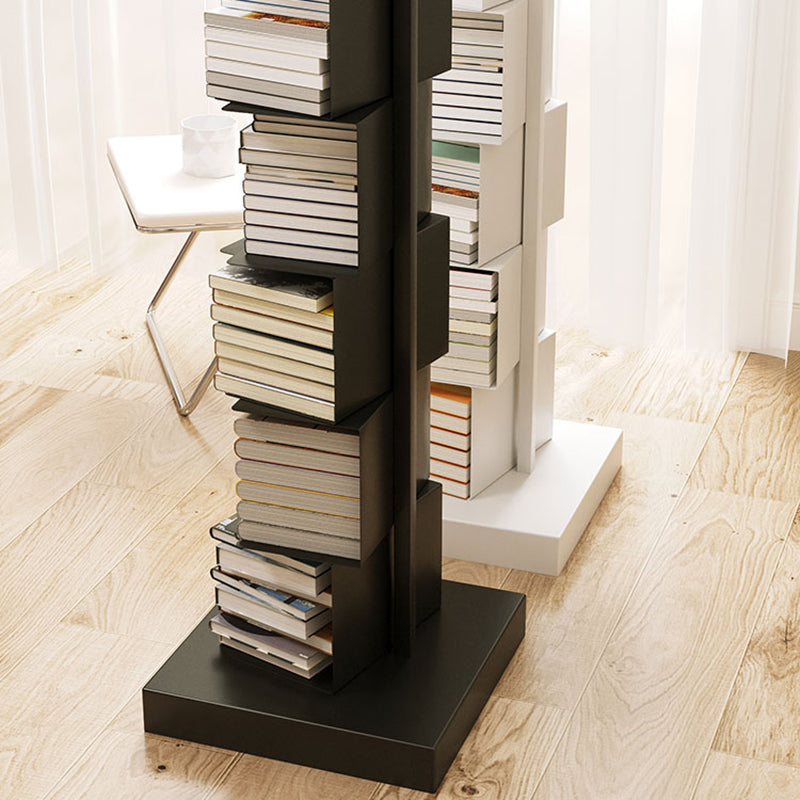 White/Black Corner Shelf Bookcase Modern Metal Bookcase Multi Tiers Closed Back