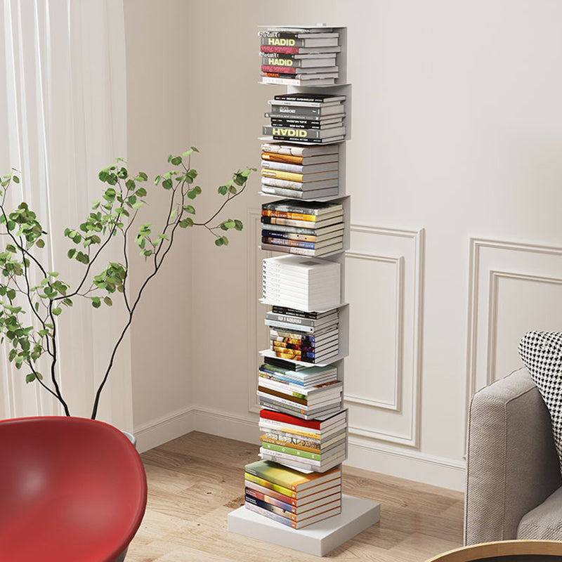 White/Black Corner Shelf Bookcase Modern Metal Bookcase Multi Tiers Closed Back