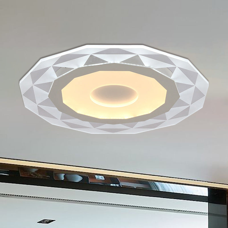 16.5 "/20.5" /24.5 " Wide LED Living Room Flush Mount Light met Diamond-Shaped Acryl Schaduw Wit Plafond Lamp in Warm/Wit Licht