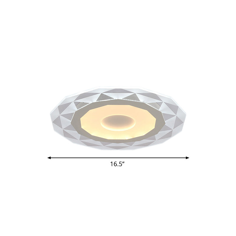 Luz LED empotrada para sala de estar de 16,5"/20,5"/24,5" de ancho con pantalla acrílica en forma de diamante Lámpara de techo blanca en luz blanca/cálida