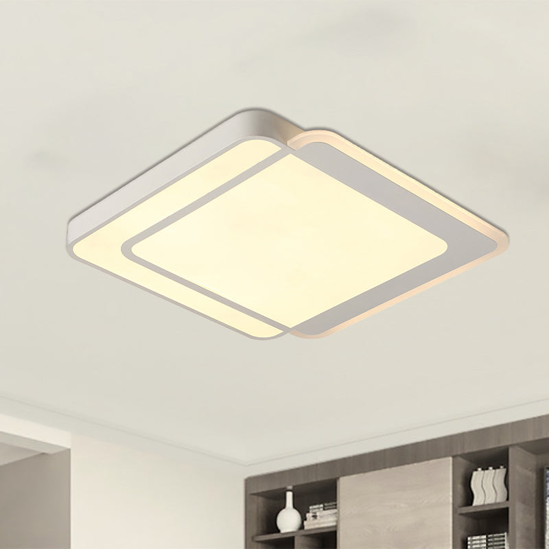 Contemporary Square/Round Flush Mounted Light Warm/White Lighting LED Ceiling Light Fixture in White