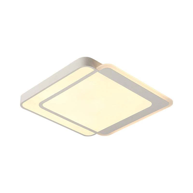 Plafonnier LED carré/rond contemporain, éclairage chaud/blanc, luminaire de plafond en blanc