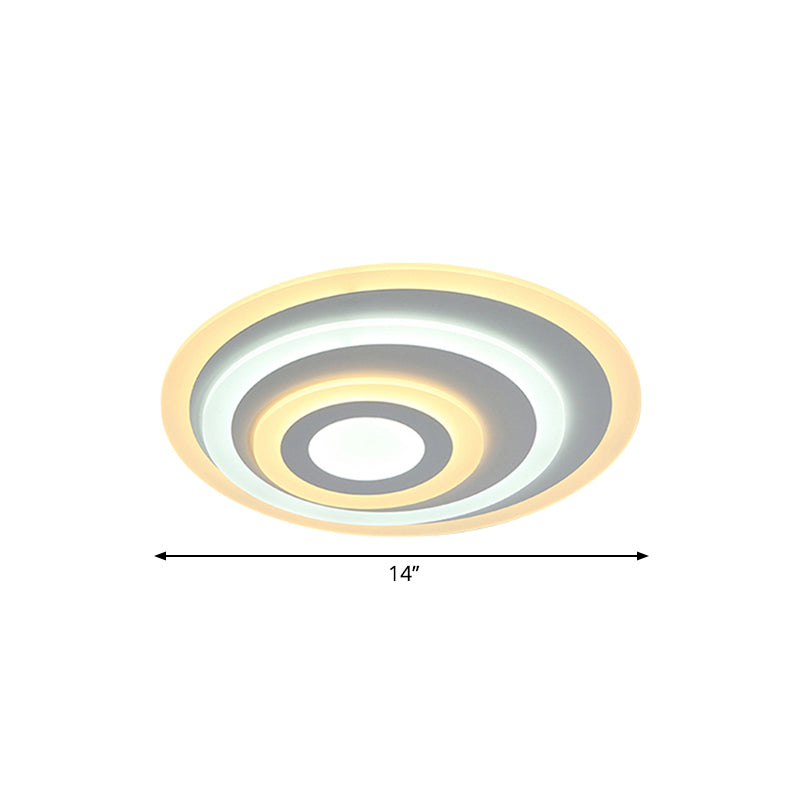 Ellipse Flushmount Eenvoudige Acryl LED 14 "/19.5" /23.5 " Breed Wit Plafond Gemonteerd Armatuur in Warm/Wit Licht