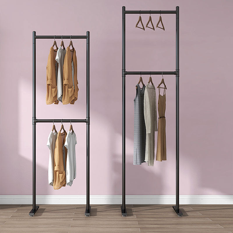 Contemporary Metal Coat Hanger 2 Hanging Rails Entry Hall Tree