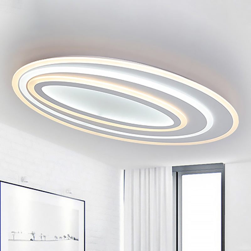 Ovale Flushmount Licht Eenvoudige Acryl LED 19.5 "/23.5" /31.5 " Breed Slaapkamer Flush Plafond Lamp in Warm/Wit Licht