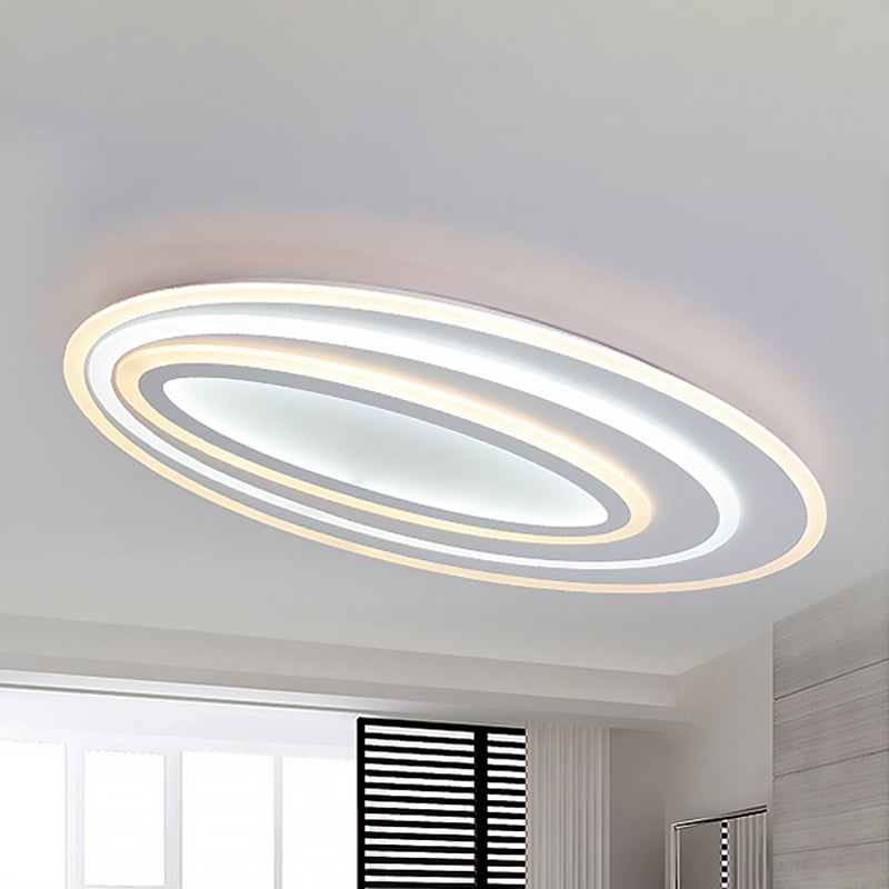 Ovale Flushmount Licht Eenvoudige Acryl LED 19.5 "/23.5" /31.5 " Breed Slaapkamer Flush Plafond Lamp in Warm/Wit Licht