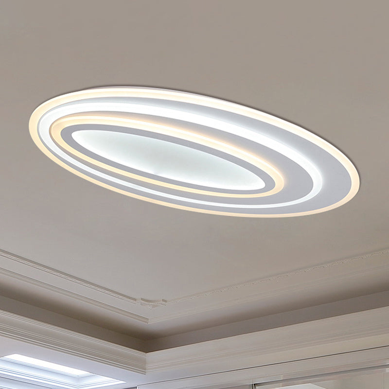 Ovale Flushmount Licht Eenvoudige Acryl LED 19.5 "/23.5" /31.5 " Breed Slaapkamer Flush Plafond Lamp in Warm/Wit Licht