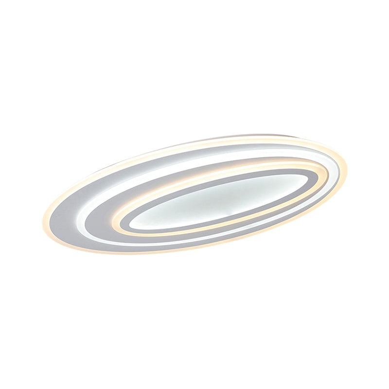 Ovale Flushmount Licht Eenvoudige Acryl LED 19.5 "/23.5" /31.5 " Breed Slaapkamer Flush Plafond Lamp in Warm/Wit Licht