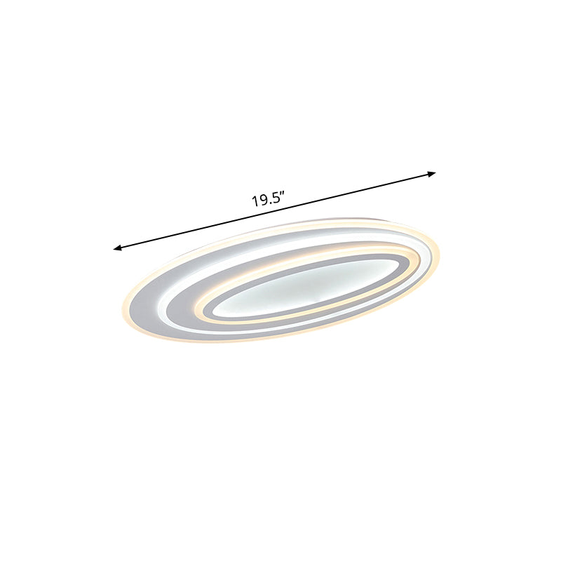 Ovale Flushmount Licht Eenvoudige Acryl LED 19.5 "/23.5" /31.5 " Breed Slaapkamer Flush Plafond Lamp in Warm/Wit Licht