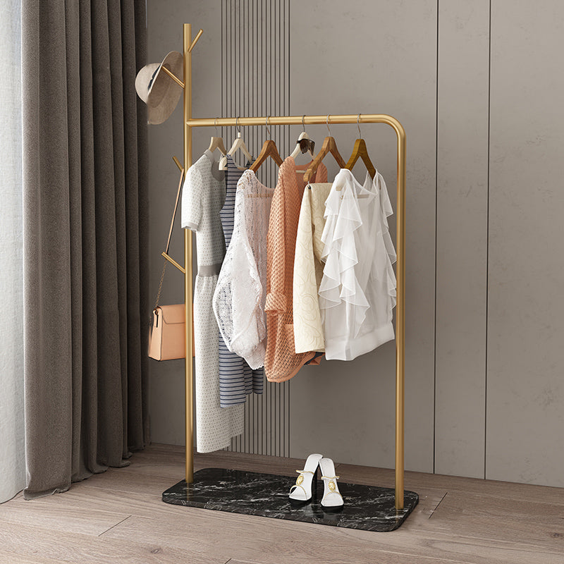 Contemporary Hall Stand Marble Bottom Hall Tree with Coat Hanger Hooks