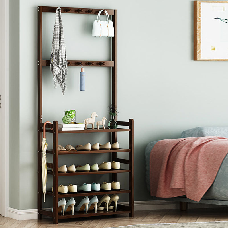 Modern Wood Coat Hanger Storage Shelves and Coat Hooks Entryway Kit