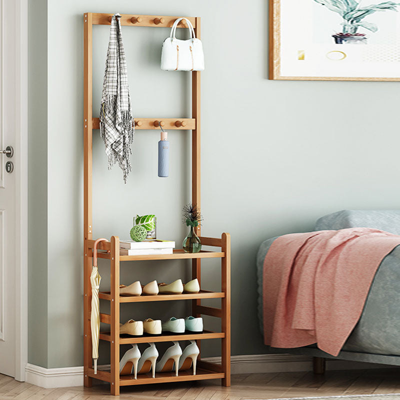 Modern Wood Coat Hanger Storage Shelves and Coat Hooks Entryway Kit