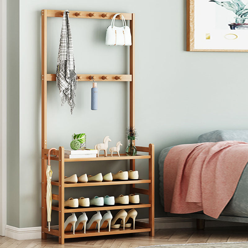 Modern Wood Coat Hanger Storage Shelves and Coat Hooks Entryway Kit