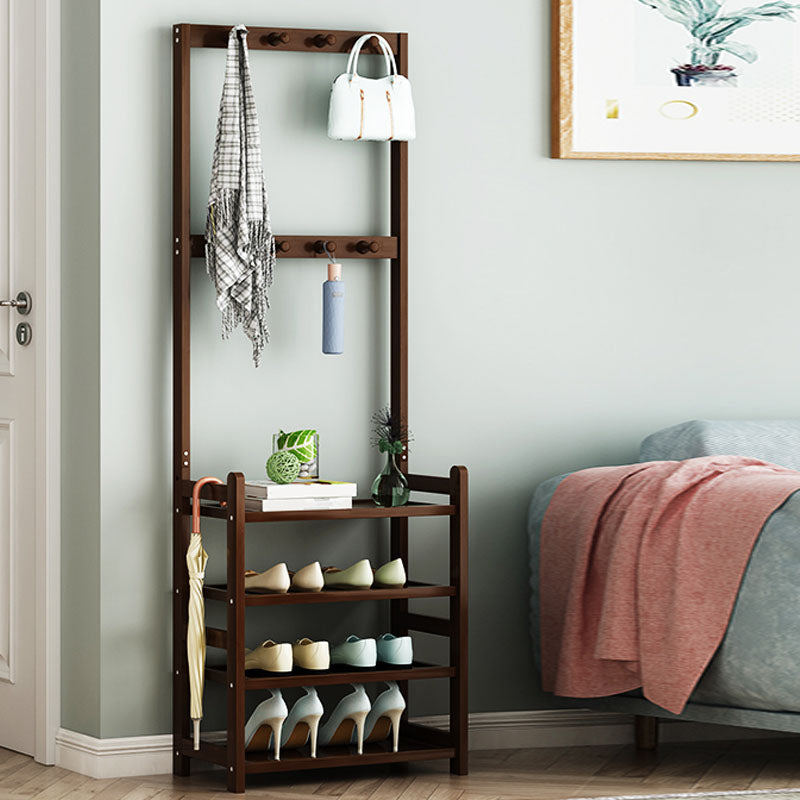 Modern Wood Coat Hanger Storage Shelves and Coat Hooks Entryway Kit