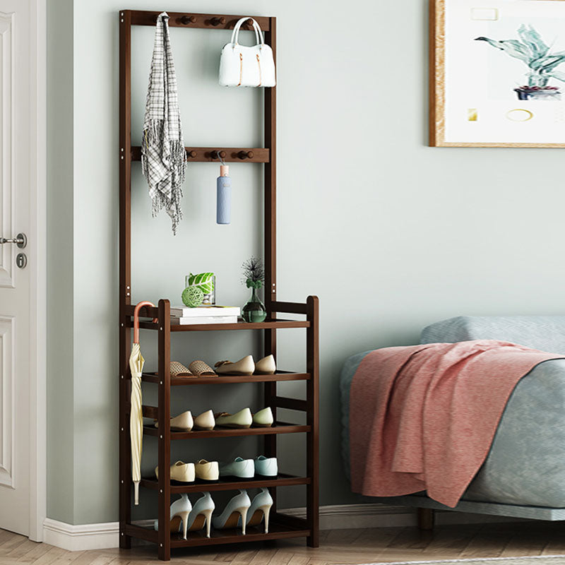 Modern Wood Coat Hanger Storage Shelves and Coat Hooks Entryway Kit