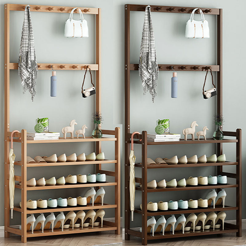 Modern Wood Coat Hanger Storage Shelves and Coat Hooks Entryway Kit