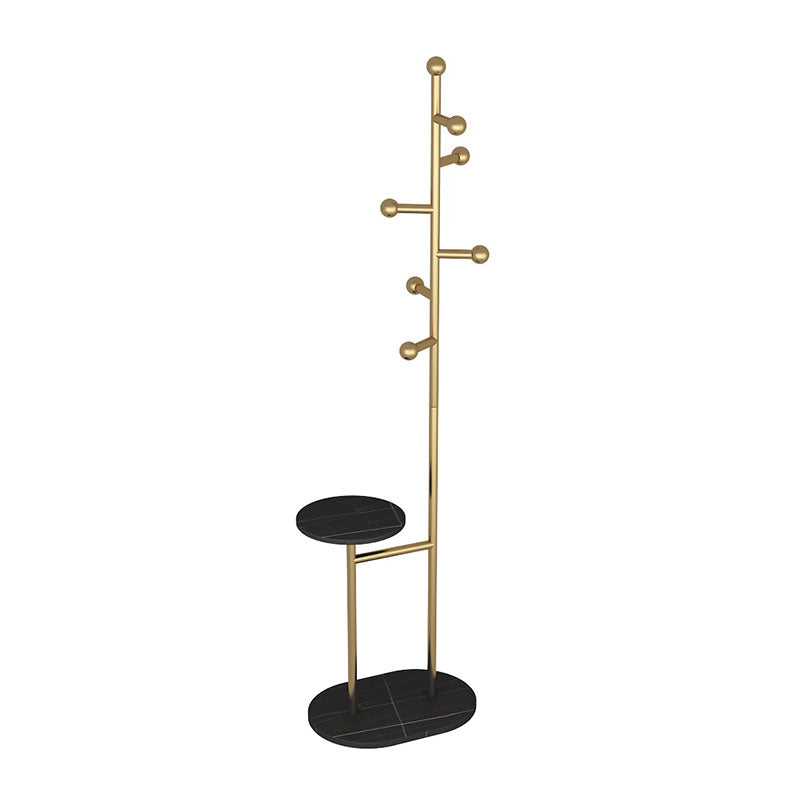 Contemporary Hall Tree Free Metal Coat Hooks Coat Rack with Storage Shelving