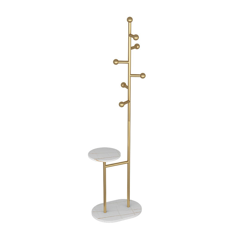 Contemporary Hall Tree Free Metal Coat Hooks Coat Rack with Storage Shelving