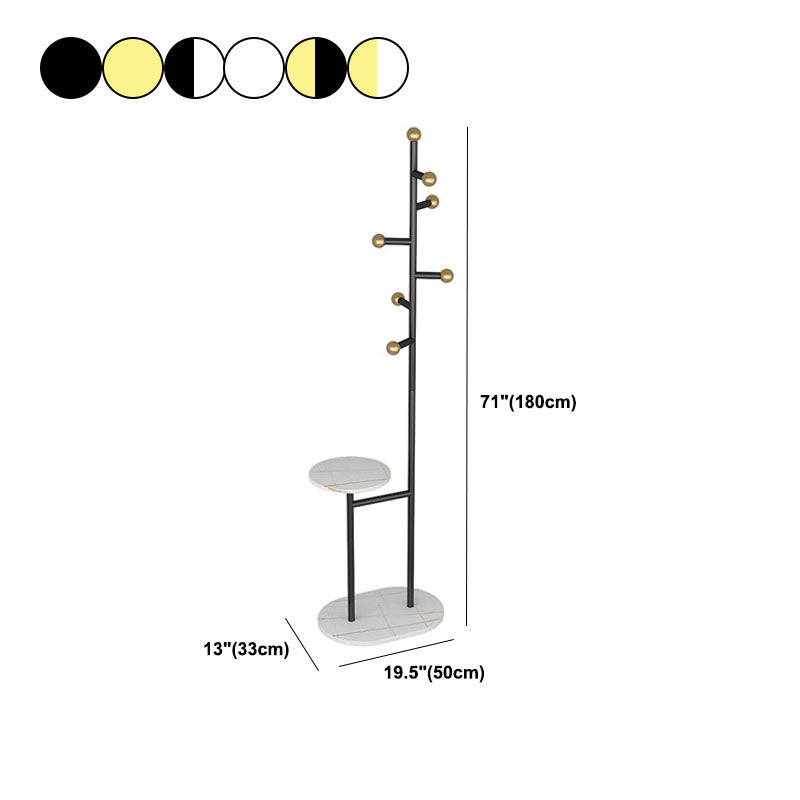 Contemporary Hall Tree Free Metal Coat Hooks Coat Rack with Storage Shelving