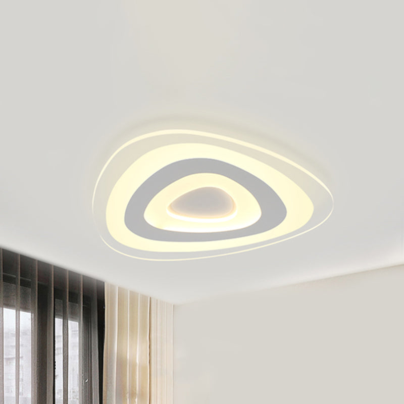 16"/20"/24.5" Wide Contemporary LED Flush Mount Light with Acrylic Shade White Triangle Ceiling Lamp in Warm/White Light