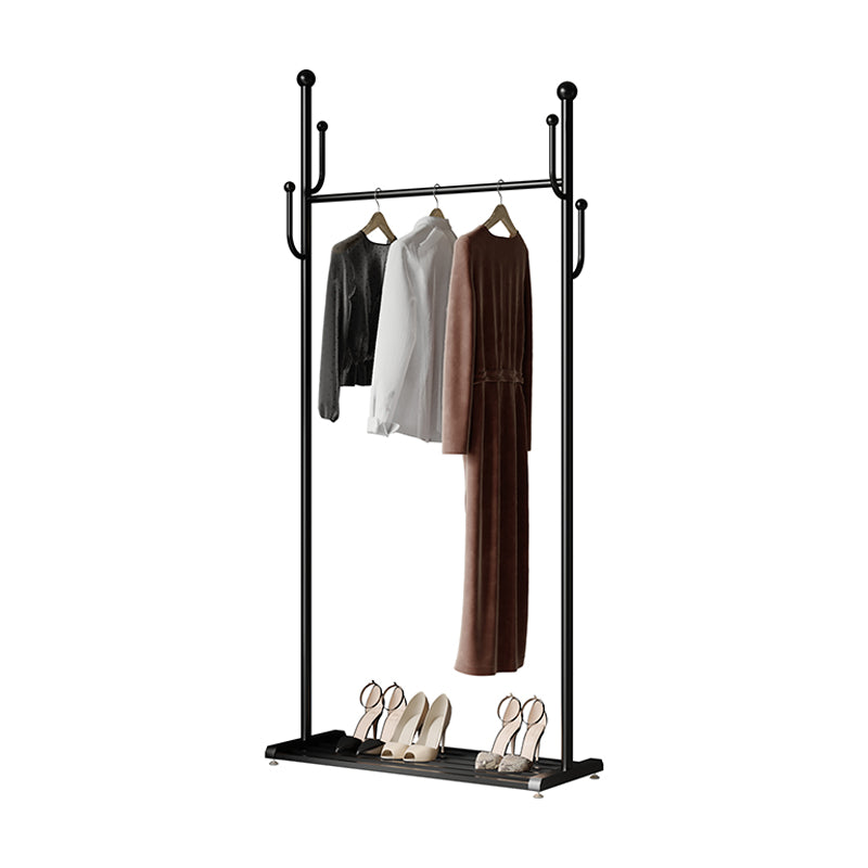 Modern Hall Stand Metal Hanging Rail Lower Shelf and Castors Entry Hall Tree