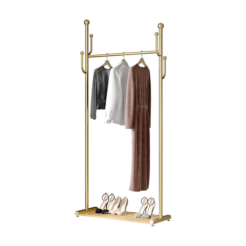 Modern Hall Stand Metal Hanging Rail Lower Shelf and Castors Entry Hall Tree