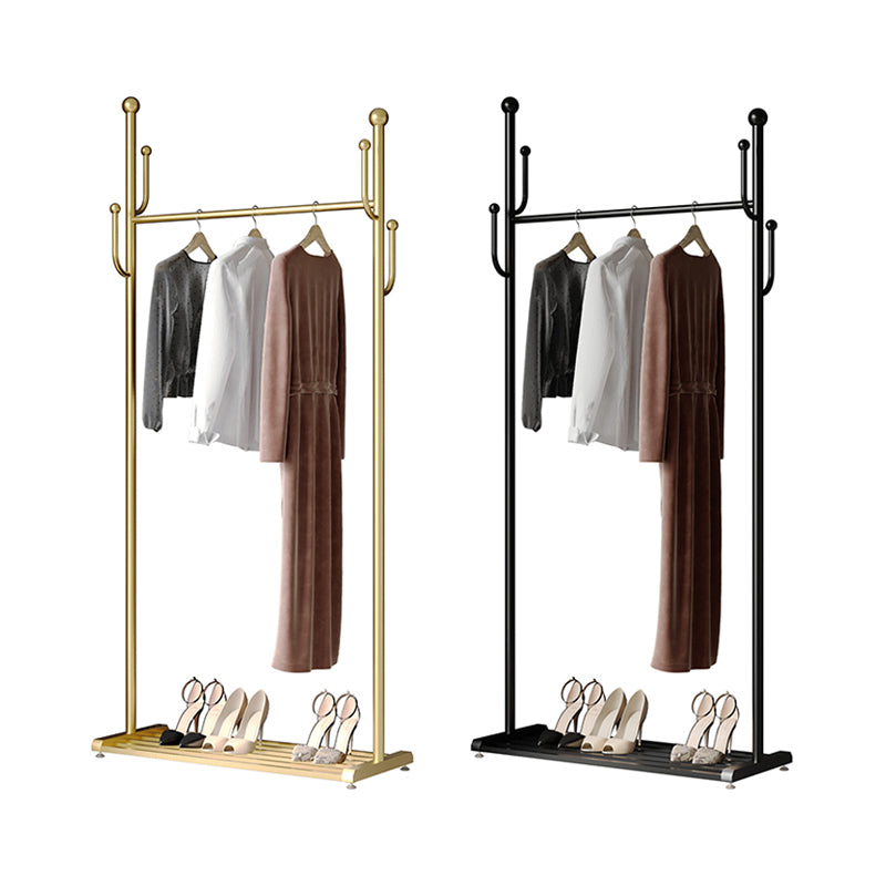 Modern Hall Stand Metal Hanging Rail Lower Shelf and Castors Entry Hall Tree