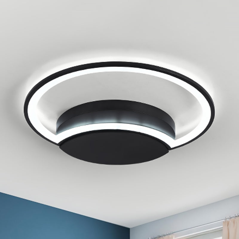 16"/19.5"/23.5" Wide LED Bedroom Ceiling Light with Circle Acrylic Shade White/Black/White and Black Flush Lamp in Warm/White Light