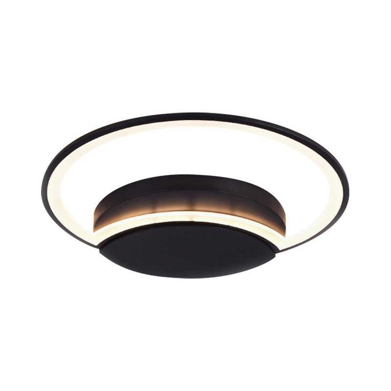 16"/19.5"/23.5" Wide LED Bedroom Ceiling Light with Circle Acrylic Shade White/Black/White and Black Flush Lamp in Warm/White Light