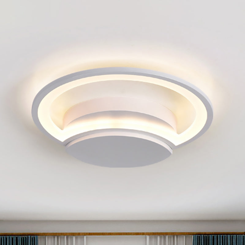 16"/19.5"/23.5" Wide LED Bedroom Ceiling Light with Circle Acrylic Shade White/Black/White and Black Flush Lamp in Warm/White Light