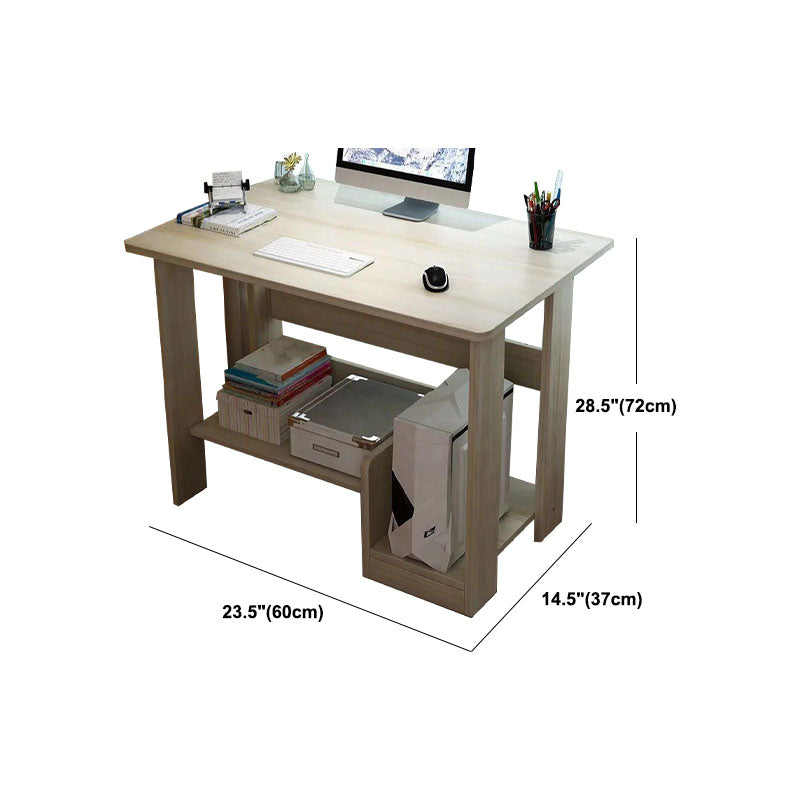 Contemporary Wooden Credenza Desk Rectangular Writing Desk with Bookshelf