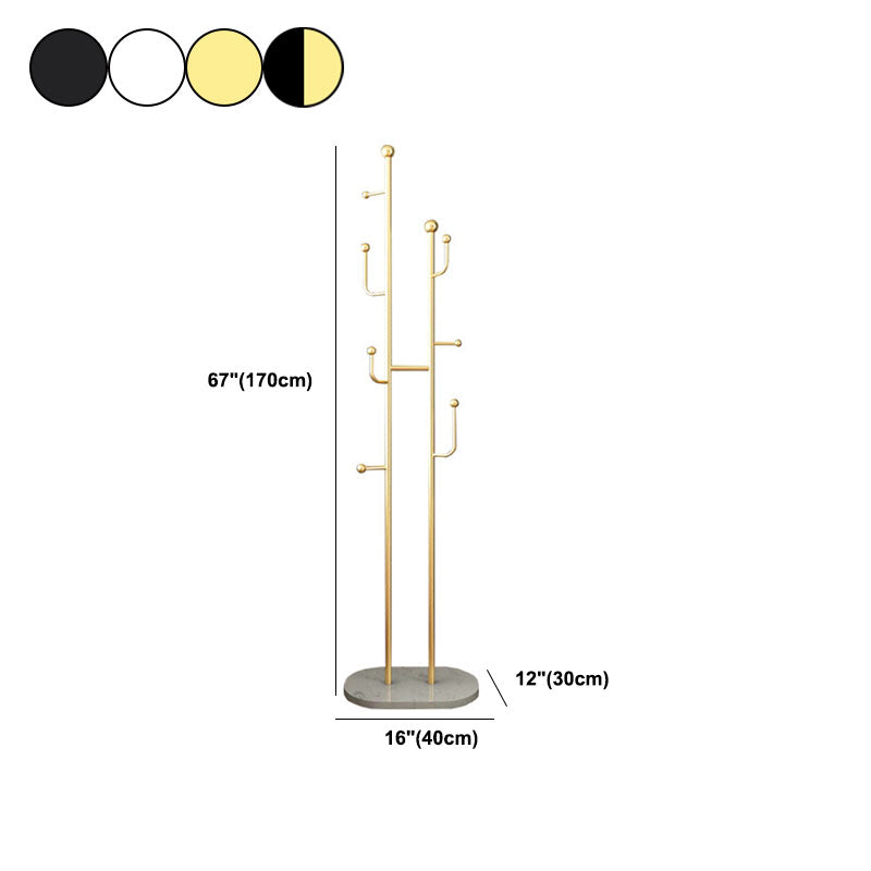 Contemporary Hall Tree Metal Free Standing with Hooks Coat Hanger