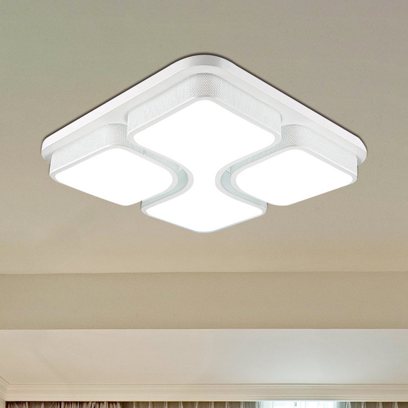 Luz cuadrada metálica montada en el techo, luz LED contemporánea de 17"/21" de ancho, empotrada en blanco y negro, con iluminación blanca/cálida