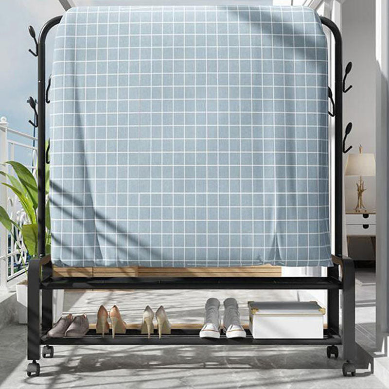 Stable Metallic Coat Hanger Free Standing Coat Rack With Storage Shelving